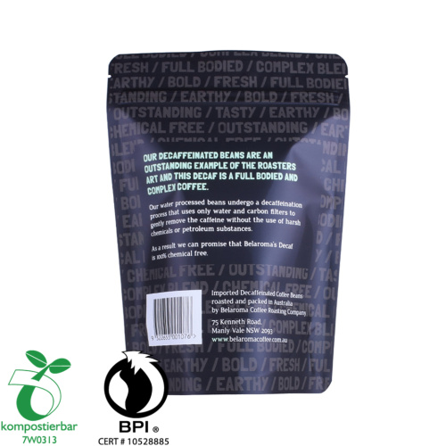 Papel biodegradável embalagem de café preto Doypack com logotipo