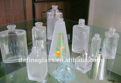 empty frost glass perfume bottle