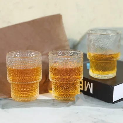 Vintage American Retro Begonia Flower Glass for Drinks