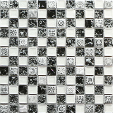23043 Foshan Art Mosaic Tile Cracked Glass Mix Ceramic Mosaic Tile for Wall Decoration