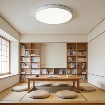 Indoor ceiling lighting with gentle warmth