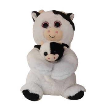 Cute Custom Cow Plush Toys: Mummy and Baby with Big Eyes