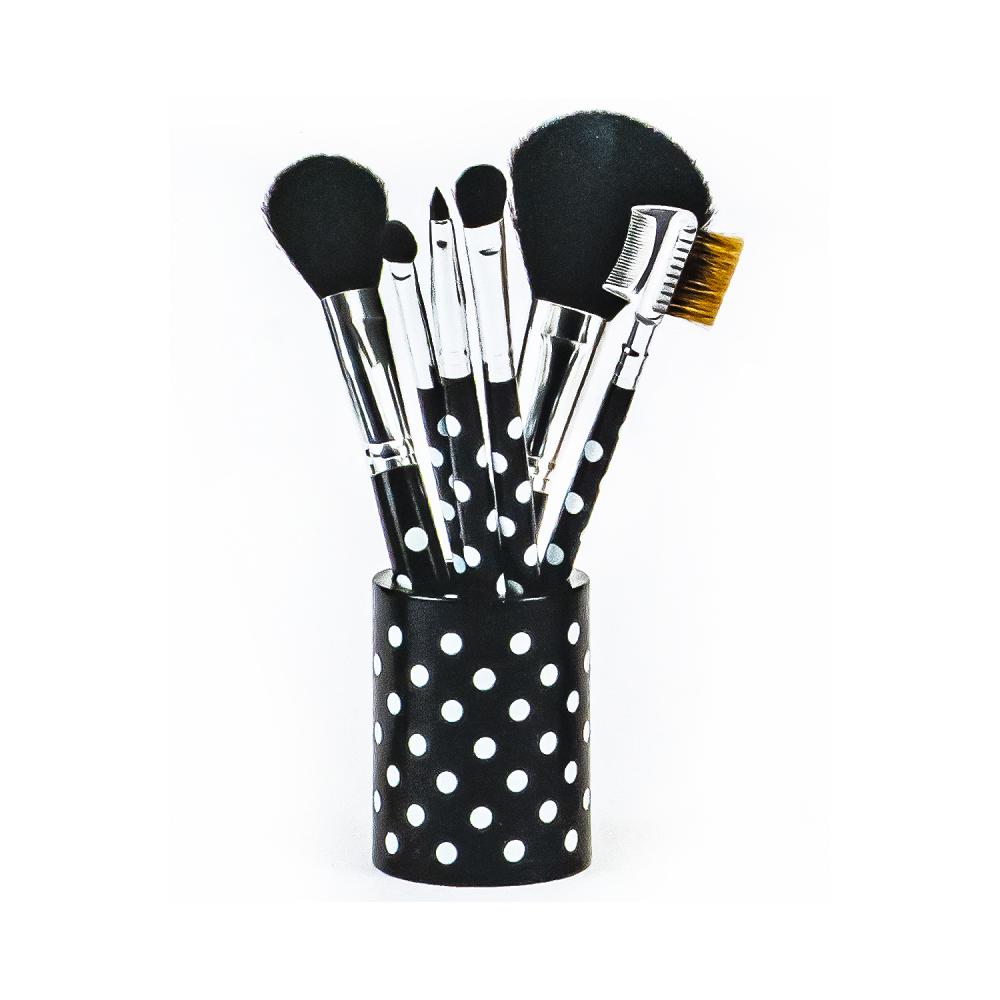 Pinceles de maquillaje de Polka Dot 6 PCS con soporte