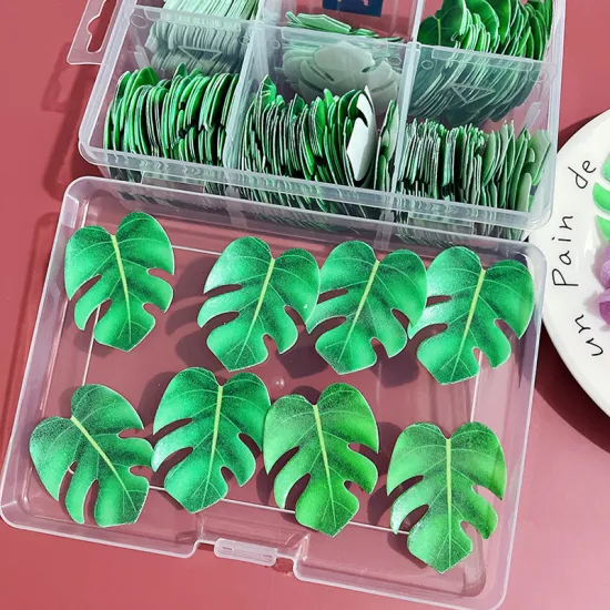 Hawaii Theme Jungle Party Cake Decoration with Edible Glutinous Rice Paper Leaves