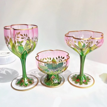 Hot Sale Hand-Painted Austrian Medieval Luxury Red Wine Glass