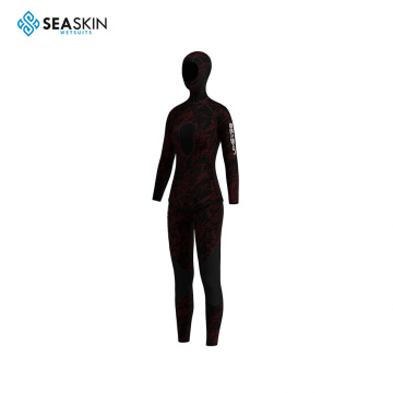 Seaskin Camouflage Two Pieces Women's Wetsuit With Hood