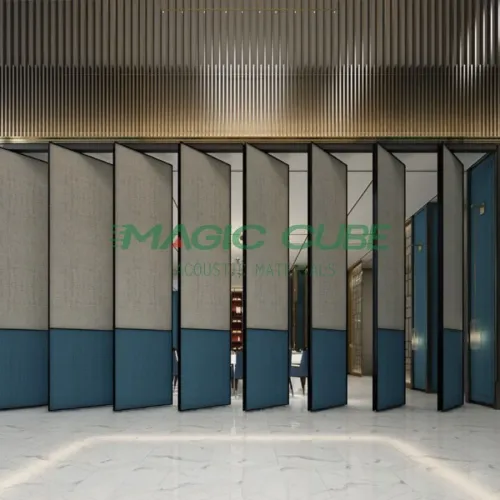 Movable sound absorbing movable sound partition