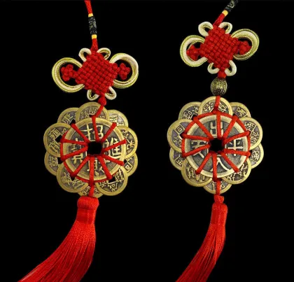 Wholesale Chinese Handmade Plum Blossom Ten Emperors Coins: Door-to-Door Auspicious Car Pendants in Pure Brass