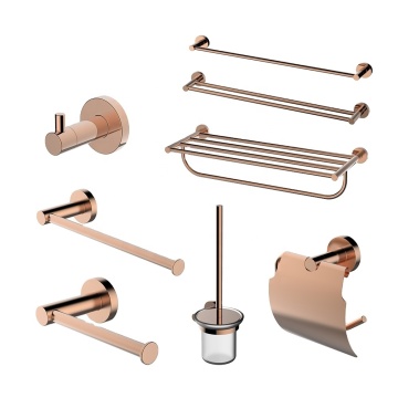 Round Rose Gold Bathroom Hardware Set