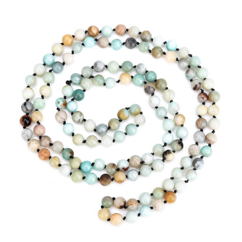 Natural Matte Amazonite Stones Endless Necklace