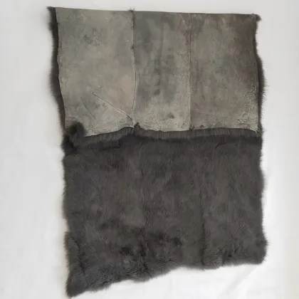 custom dyed dark grey tanned rabbit skins real rabbit fur plate