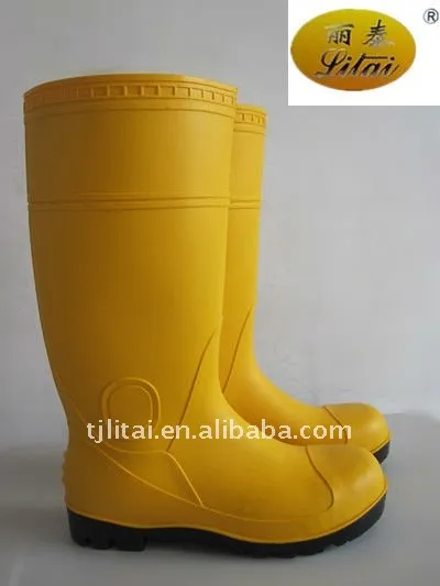 pvc rain boot/safety rain boots Anti slip yellow worker gum boots by china factory