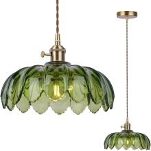 빈티지 그린 유리 펜던트 라이트 조명기구 LED 전구