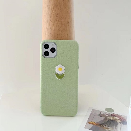 Cajas del teléfono del paño del bordado del alivio de la flor de la moda 3D