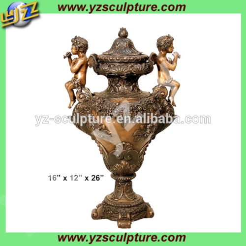 indoor large cast brass vase sculptures with angles