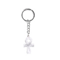 Clear Crystal Handmade Craved Ankh Pendant (20x30mm) Keychain