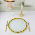 Luxury Gold Wave Rim Transparent Glass Charger Plates