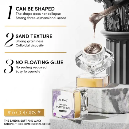 JTING 3D Nail Painting Art Gel - Metallic Plaster Gel Polish in 6 Colors with 4D/5D Effect