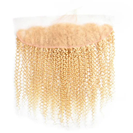 Cuticle Aligned 613 10A 13X4 Kinky Curly Hd Lace Frontals Unprocessed 100 % Brazilian Transparent Lace Closure  613 13X4 curly