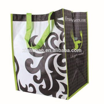 low price popular design laminated strong printed pp woven shopping bag