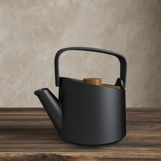 DHPO 800ml Ceramic Tea Pot with Wooden Lid and SLS Infuser