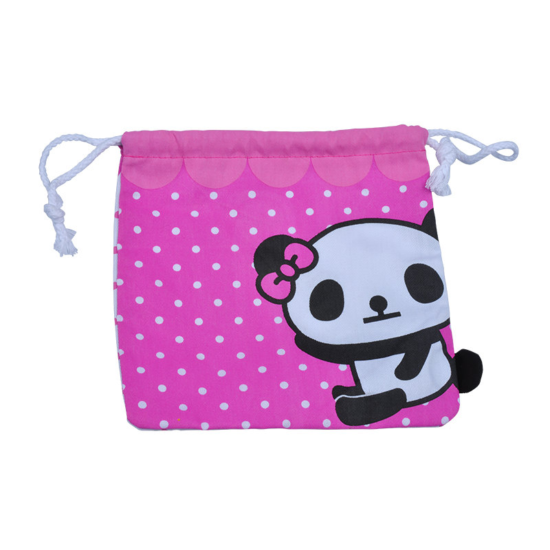 panda Printed Muslin Drawstring Cotton Bag