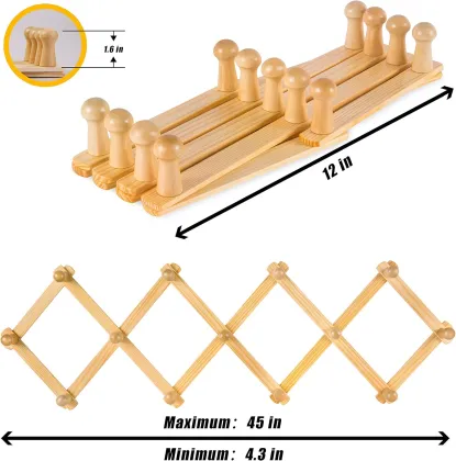 Expandable Home Wood Accordion Wall-Mounted Coat Hooks