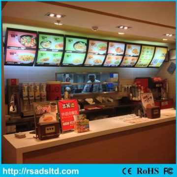 Wall Mounted Restaurant Menu Light Box Board