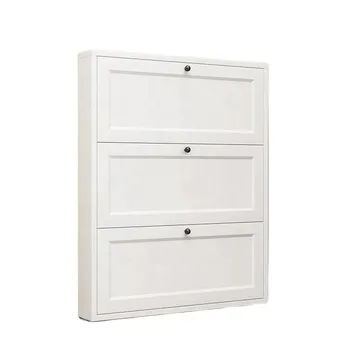 Space-Saving Shoe Storage Cabinet: Wall-Mounted Organizer with 3 Flip-Top Drawers for Entryway, Hallway, Living Room, and Bedroom