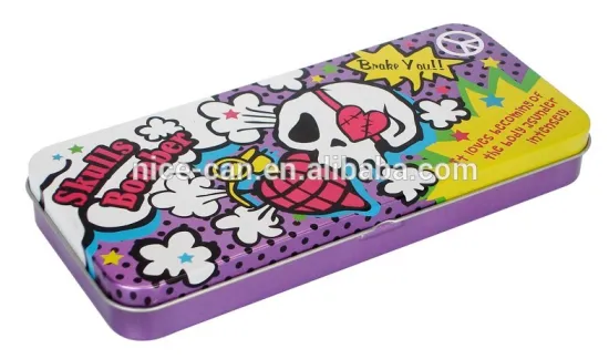 Colorful rectangular good design pencil cases metal tin boxes