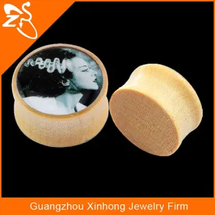 fashion design wholesale organic wood mushroom ear plug