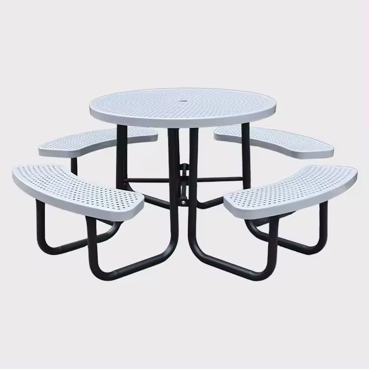 whole outdoor commercial public metal round rectangle disabled picnic table coffee dining table and chair set