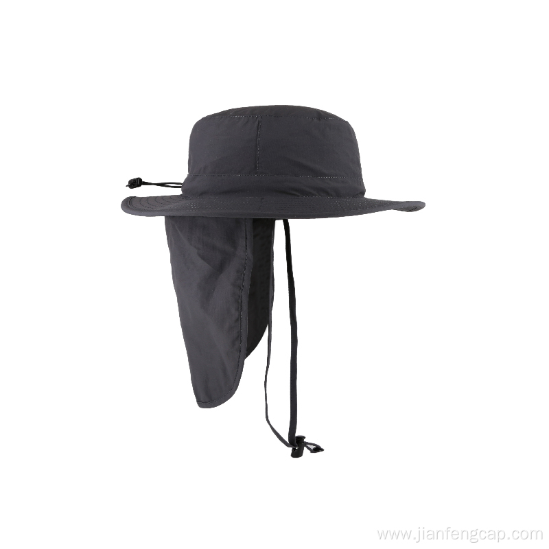 Nylon fabric bucket hat with cape