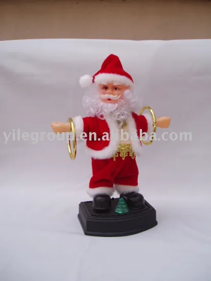 10" santa playing  two hoops