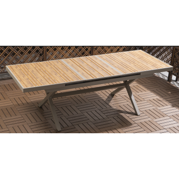Aluminum Plastic Wood Composite Expandable Garden Table