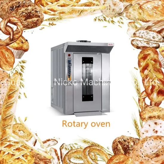 Most Popular 64tray Two Racks Gas Bakery Oven Commercial Rotary Oven Biscuit Machinery