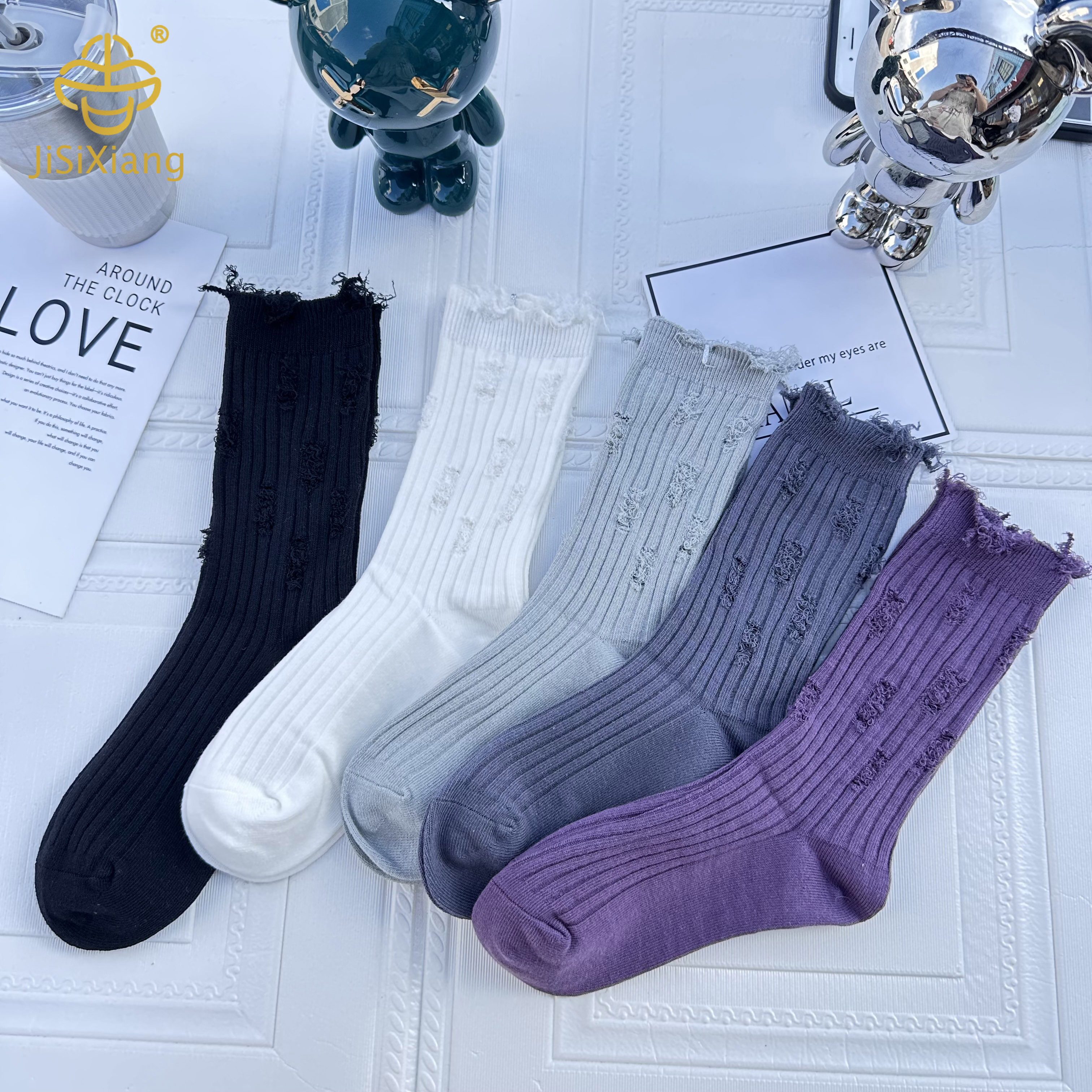 Purple Korean version of the hole socks