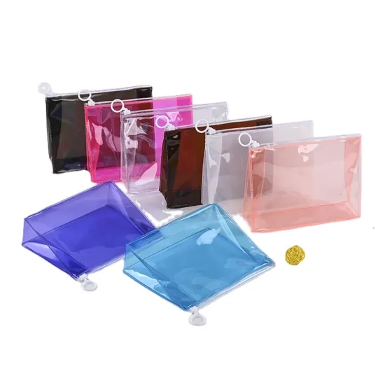 XDH1545 Hot Selling Holographic Slider PVC Makeup Bag with Logo