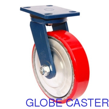 Extra Heavy duty Caster,Blue Enamel Plated, PU on Cast Iron Material