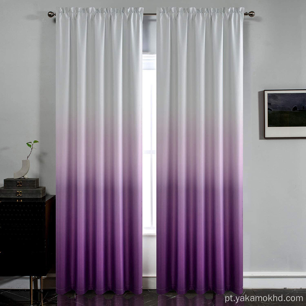 Cortinas Ombre Roxas com Bolso de Barra