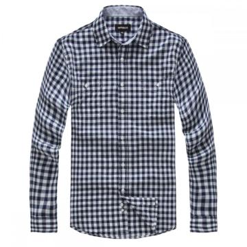 Classic Dark Blue White Checkered Men's Shirt