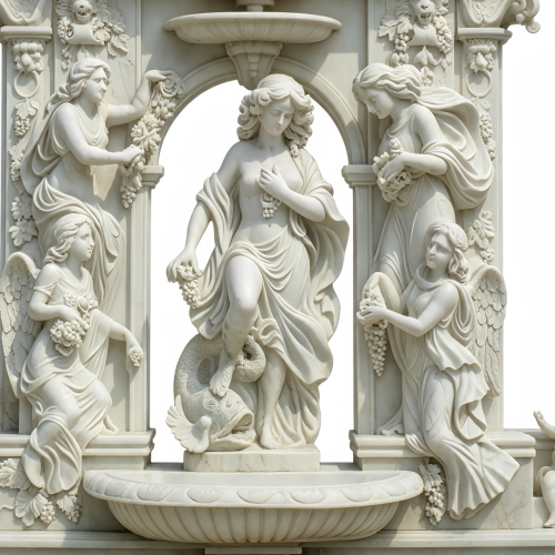 Fuente romana clásica de mármol blanco