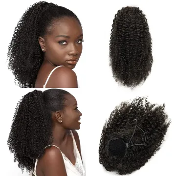 Drop Shipping Afro Kinky Curly Human Hair Extensions Drawstring Ponytail Natural Warp Around Drawstring Ponytail Clip In Hair