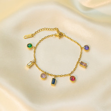 Colorful Enamel Titanium Steel Square Crystal Bracelet