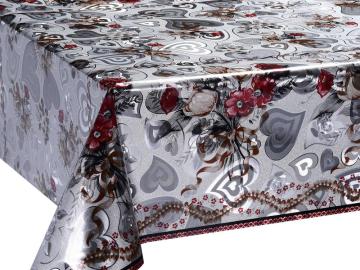 Quality Double Face Emboss printed Gold Silver Tablecloth