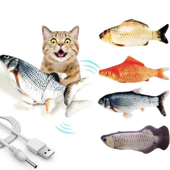 1PC 30CM Cat Wagging Catnip Toy USB Charging Simulation Electronic Pet Cat Toy Dancing Moving Floppy Funny Fish Cats Toy