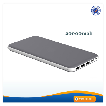 AWC839 3 USB portable charger rohs charger 20000 mah silm power bank li battery for mobile phone