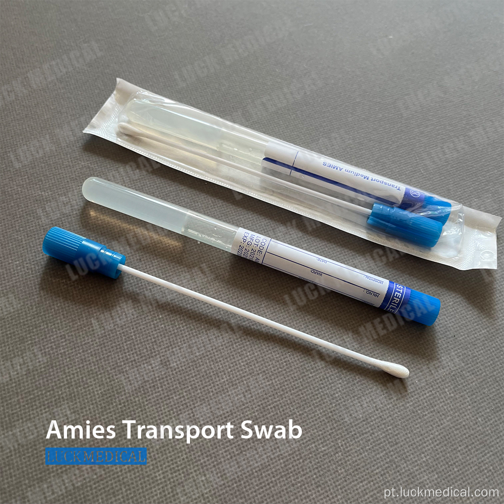 Swab de transporte médico estéril com médio