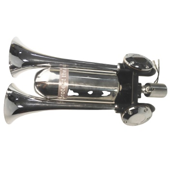New Dual Chrome Zinc Trumpet Air Horn with Air Tank and Echo Sound