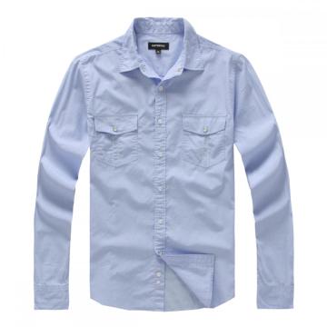 Solid Color Pure Cotton Double Pockets Shirts